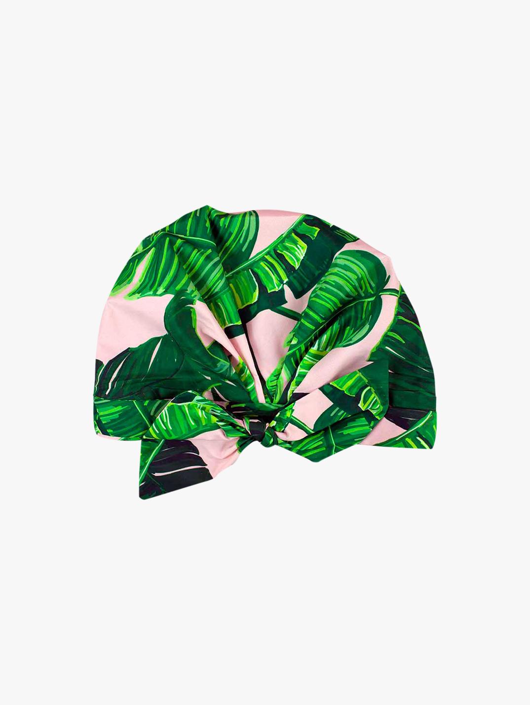 Recycled Polyester Luxe Shower Cap - Palm Leaves