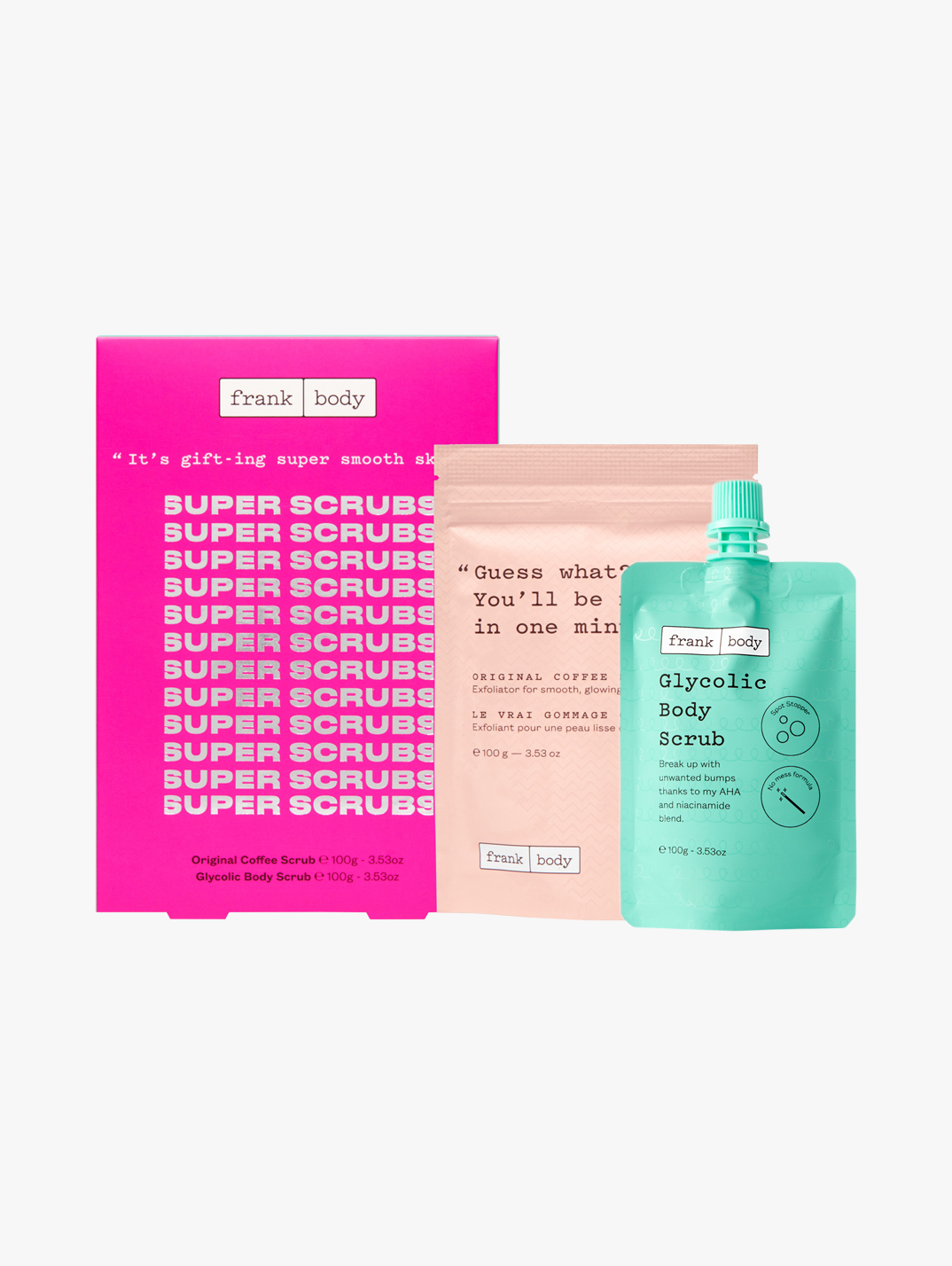 It's gifting super smooth skin. Super Scrubs Frank Body MECCA
