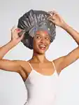Alternative Image Kitsch Adjustable Oversized Satin Bonnet Charcoal