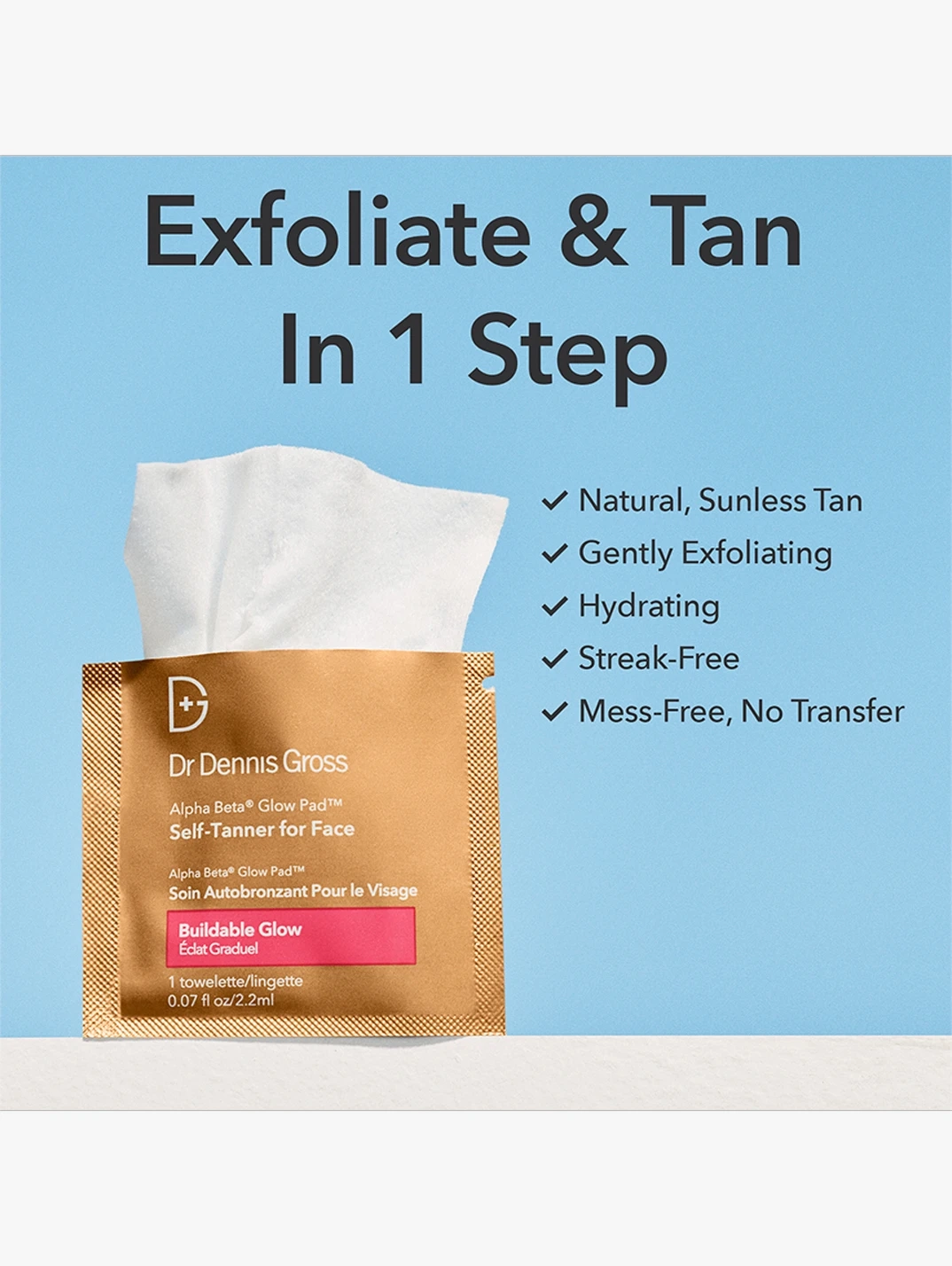 Alternative Image DRDENNISGROSS Alpha Beta Glow Pad Self Tanner For Face