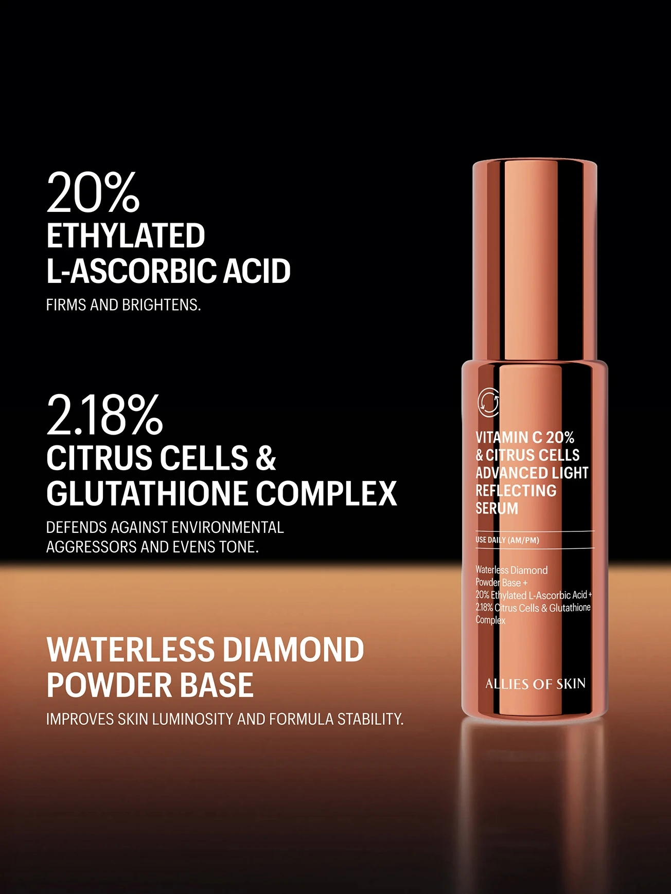 diamond glutathione Allies of Skin Vitamin C 20% & Citrus Cells Advanced Firm & Glow Serum BPC-157 Peptide Patient Info Select your Supply::60 Day Supply (Save 10%) dark-spot-corrector-body