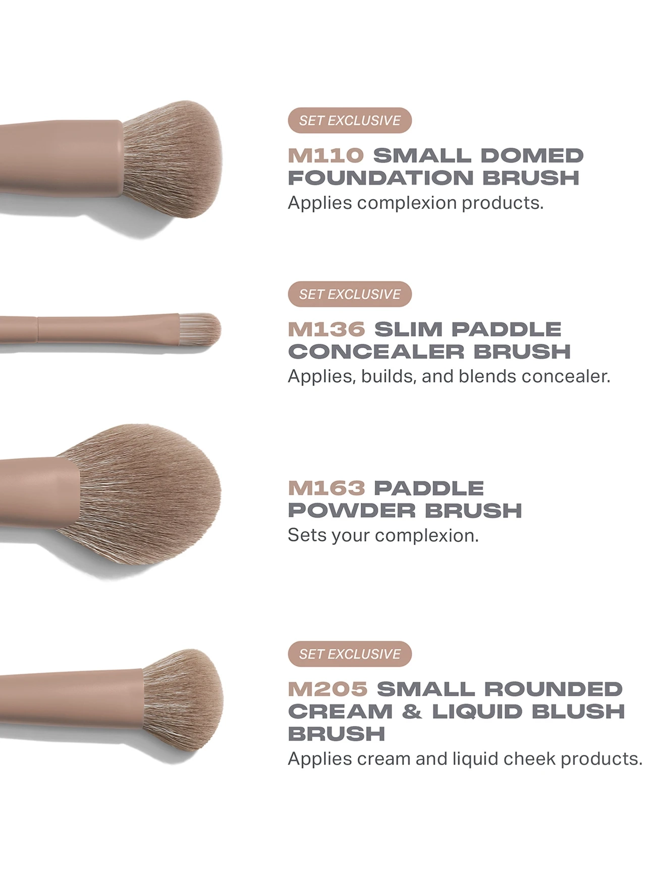 Swatch Morphe Iced Mocha4 Piece Face Brush Set