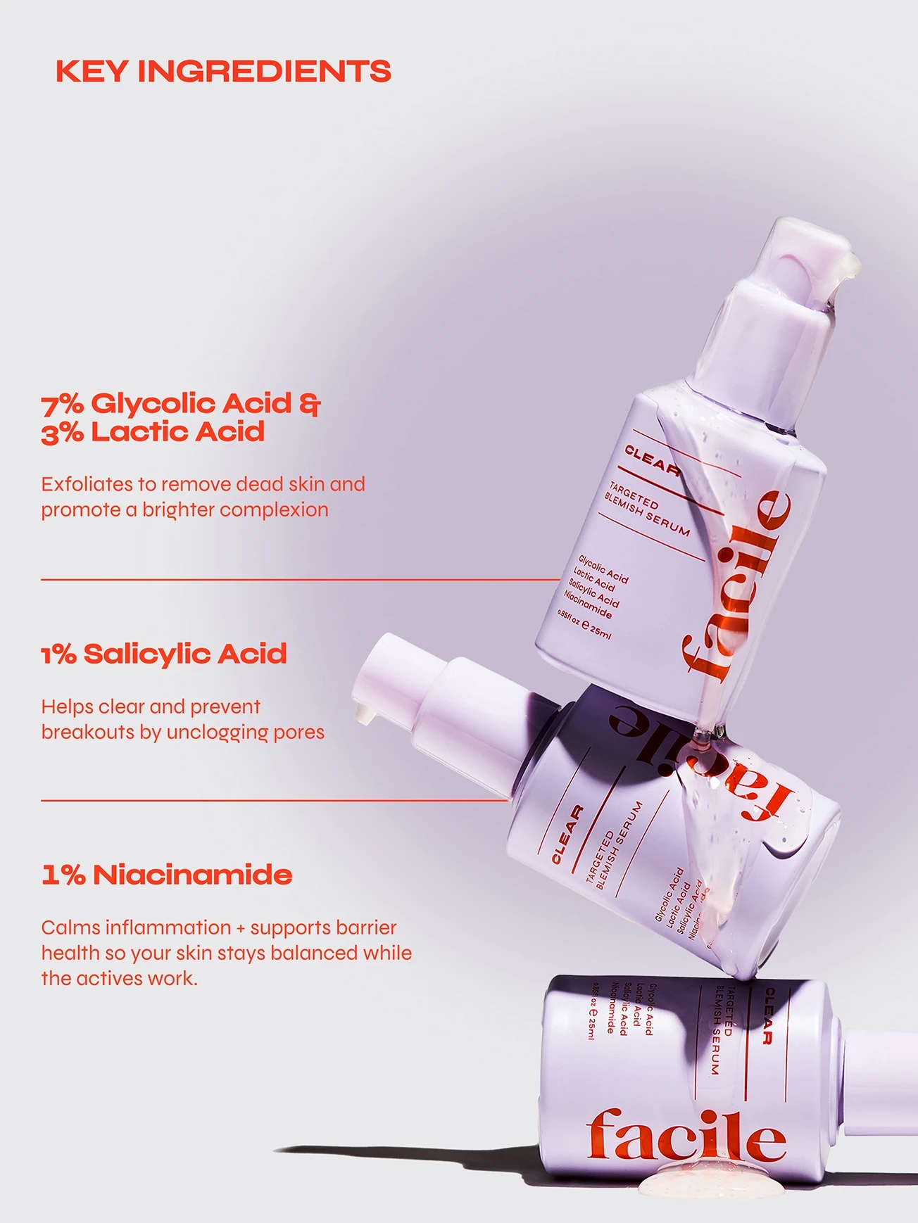 Alternative Image FACILE Clear Serum Exfoliating Serum For Blemishes With10 Aha Bha Blend