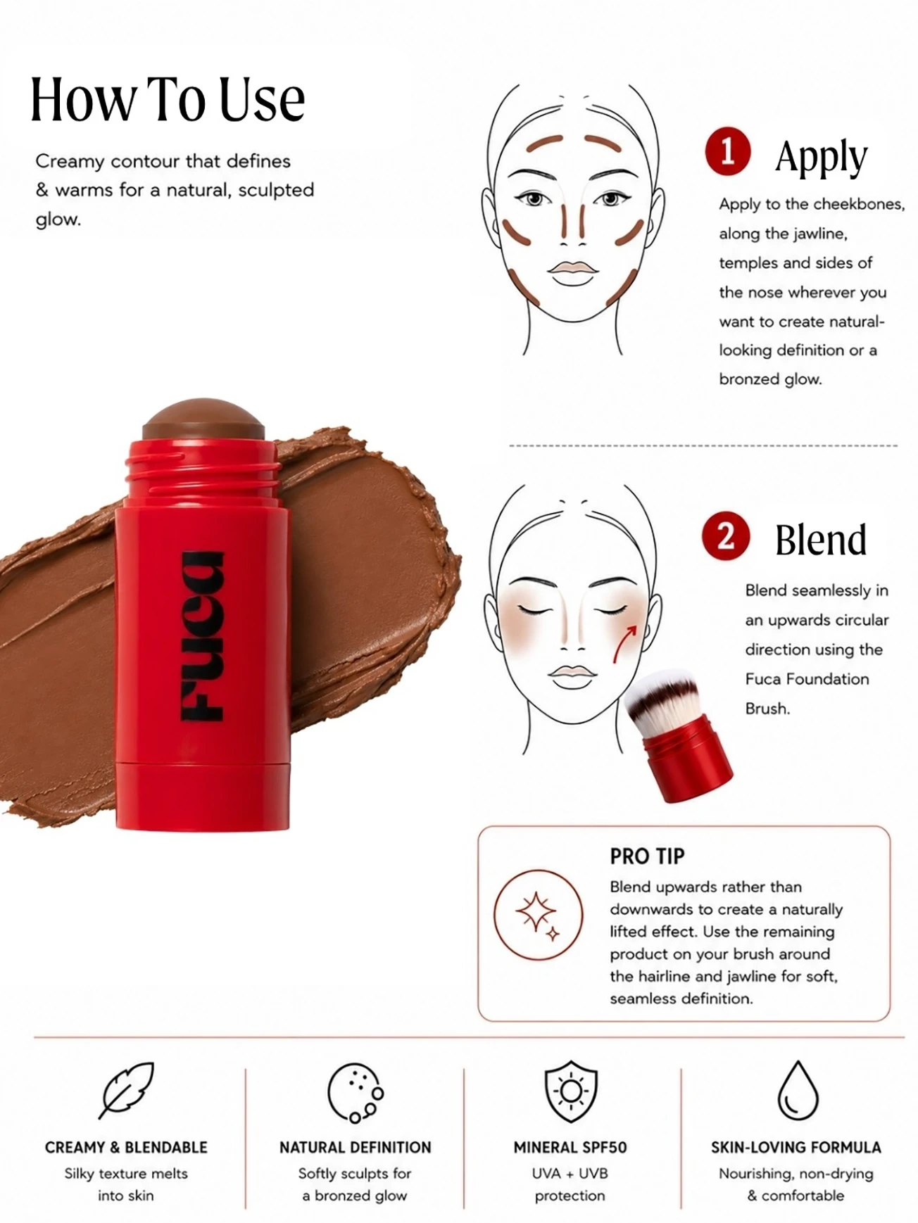 Alternative Image FUCA Creamy Contour Foundation Stick SP F50 Brav