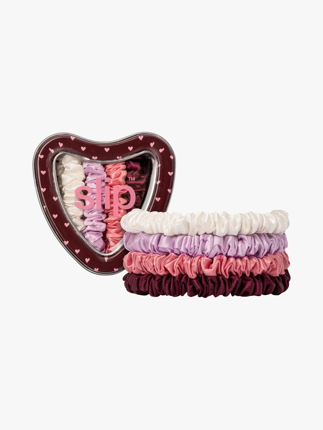 Hero Slip Pure Silk Skinny Scrunchies Heart Tin