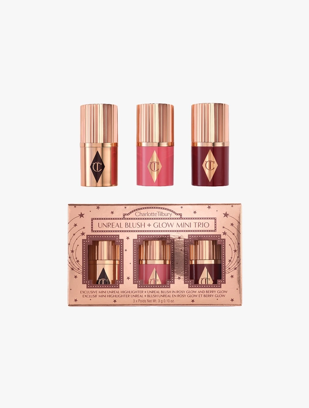 Hero Charlotte Tilbury Unreal Blush+ Glow Mini Trio
