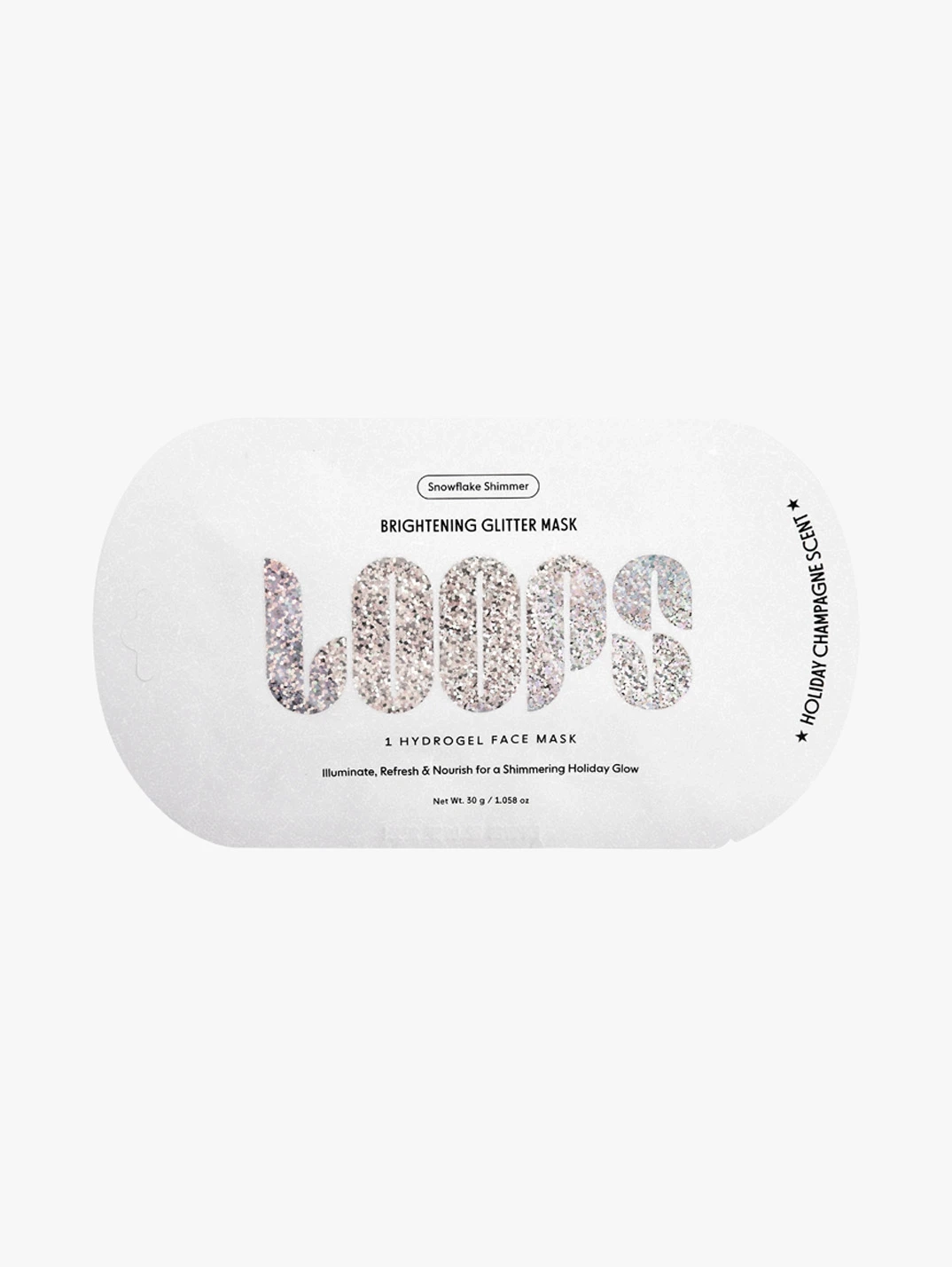Hero LOOPS Snowflake Shimmer Brightening Glitter Hydrogel Face Mask
