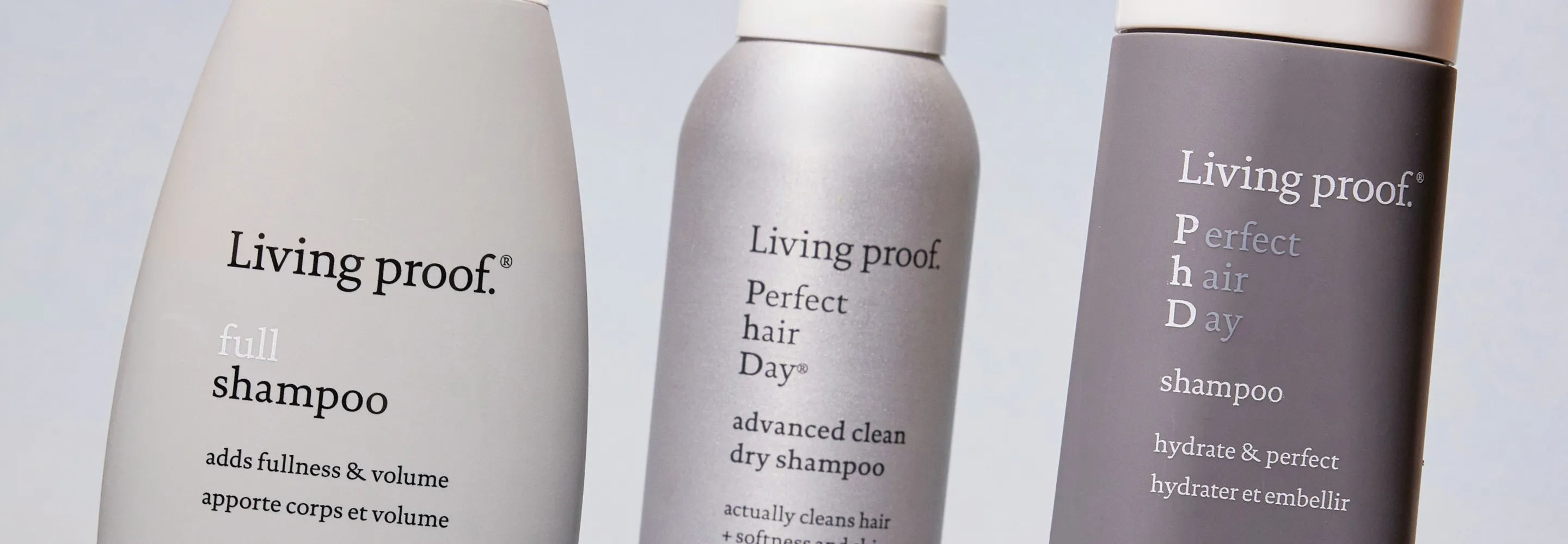 living proof products: full shampoo, perfect hair day advanced clean dry shampoo and perfect hair day shampoo
