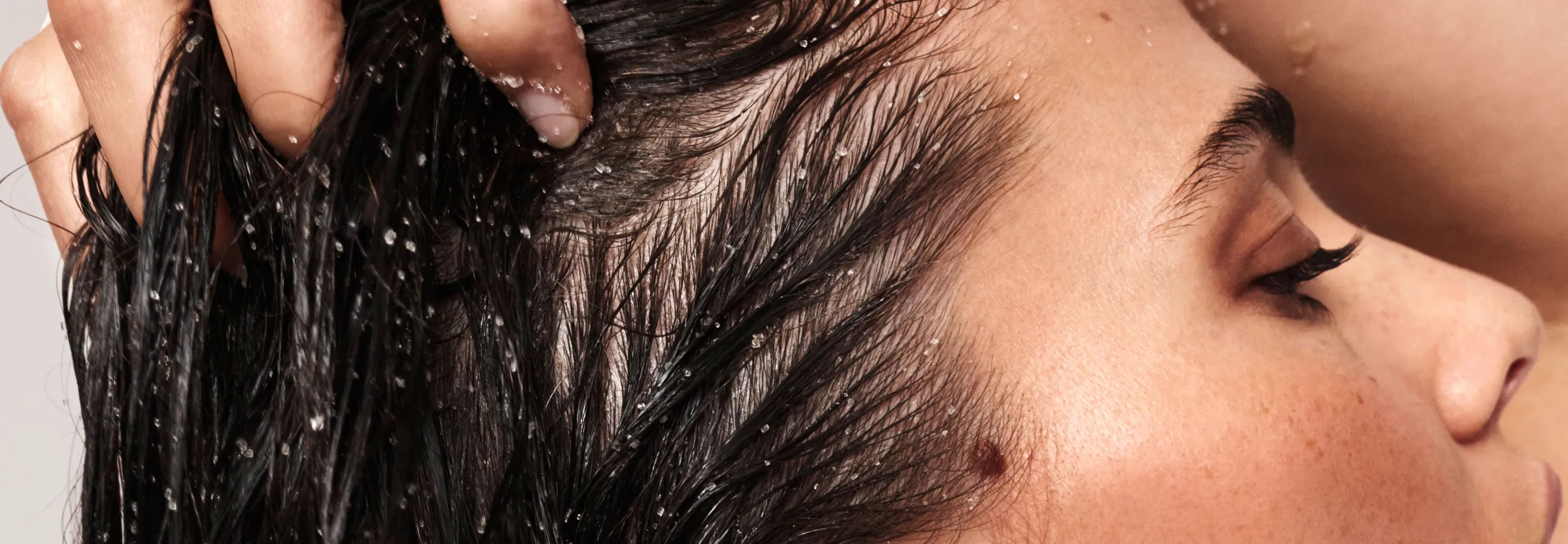 model with hair treatment in