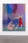 Jenny Watson_Girl Dancing to Record Player_2022_acrylic and Japanese pigment on rabbit skin primed Belgian linen_200 x 170 cm_ASG.jpg