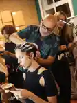 Sam McKnight doing a models hair backstage