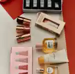 Flat lay of a range of beauty products